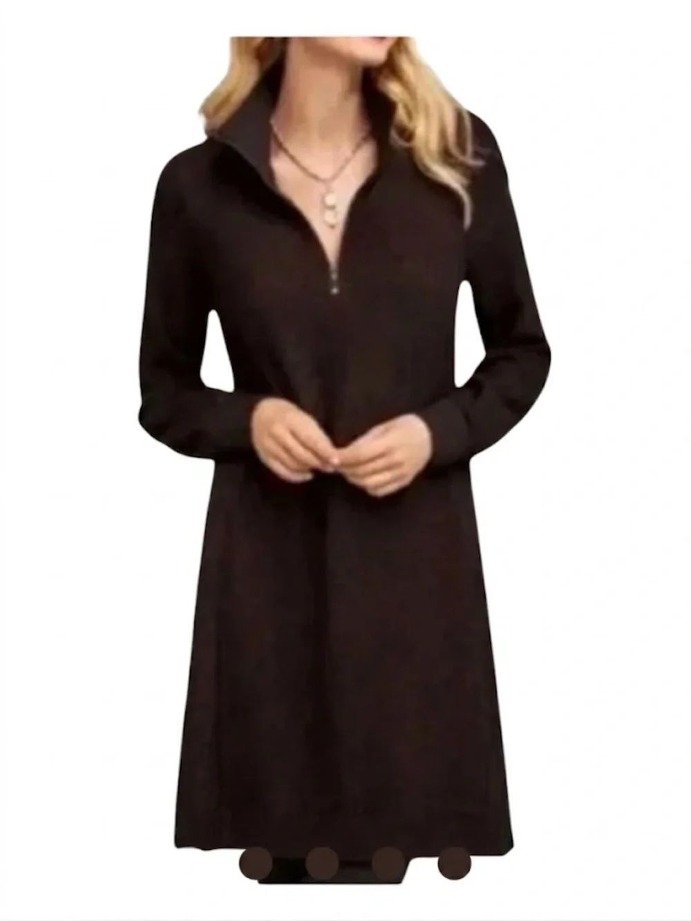 CAbiβBlack Long-Sleeve Half-Zip Knit Dress size M